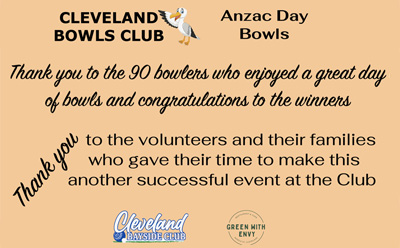 Anzac Day Bowls Thank-you